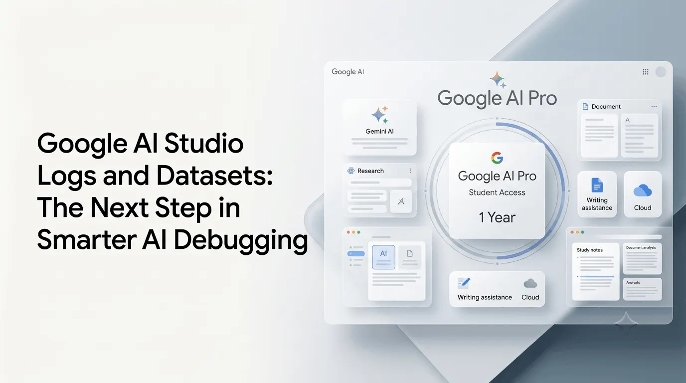 Google AI Pro student trial showing one year of free Google AI access for eligible college students.