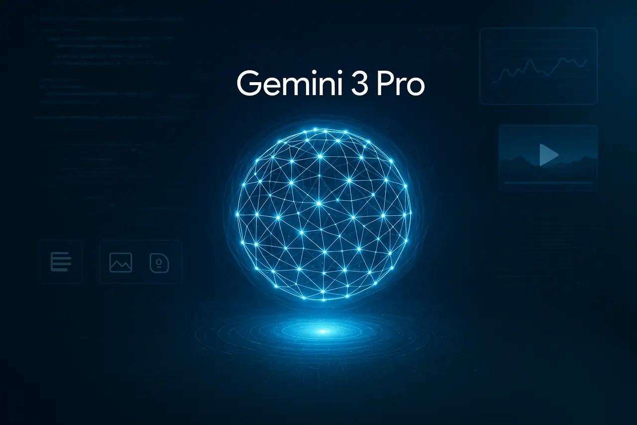 Gemini 3 Pro: Google’s Most Advanced AI Model Explained Gemini 3 Pro advanced AI model visual with neural network and multimodal data elements.