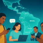 SuperGok Illustration of AI adoption growth showing the expansion of ChatGPT Go Latin America with users across the region accessing affordable advanced AI tools.