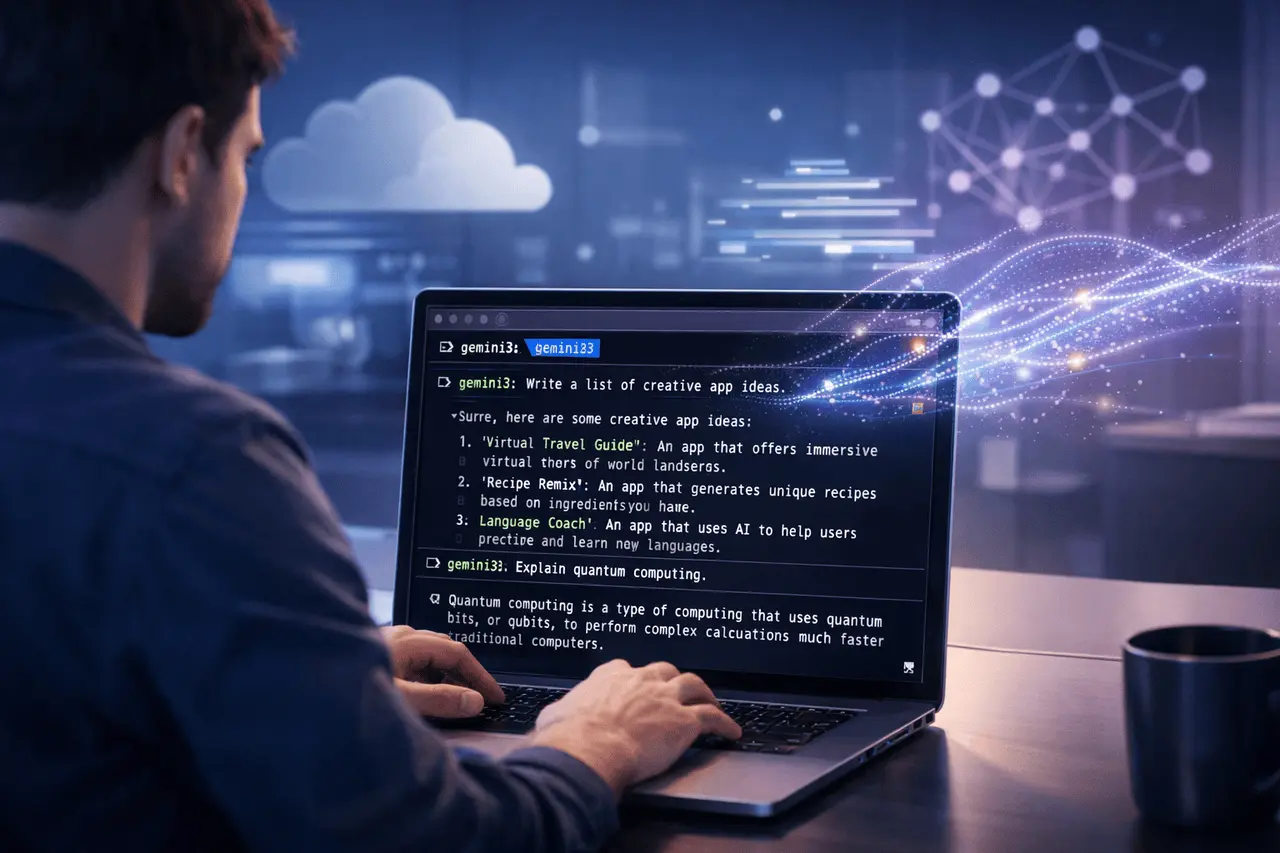 Gemini 3 in Gemini CLI free tier enabled through preview features for AI development.