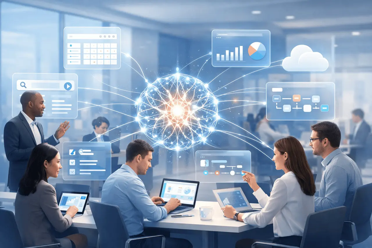 Gemini Enterprise AI platform enabling unified enterprise search, intelligent agents, and workflow automation across business applications.