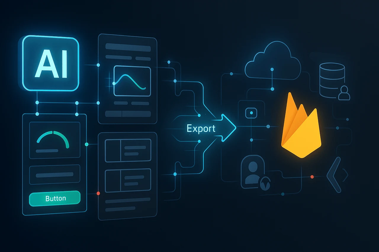 google stitch firebase export ai ui design to app flow
