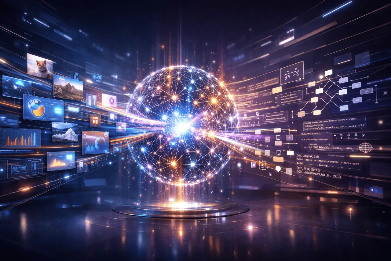 Jan-v2-VL-Max-Instruct vision-language model visualizing interleaved multimodal reasoning and long-task AI processing.