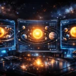 MiniMax M2.1 vs Opus 4.5 vs GLM-4.7 comparison showing AI models building an interactive 3D solar system with different design and performance levels.