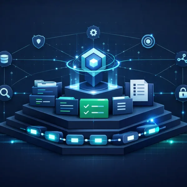 Agent Readiness framework visual showing an AI coding agent interacting with a structured, automated, and well-documented code repository for autonomous development.