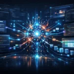 A visual representation of an agentic AI vibe coding platform orchestrating tools, code execution, and autonomous AI app development.