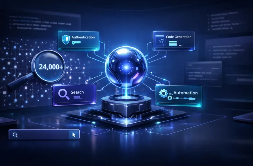 SuperGok Context7 Skills visual showing modular AI skill components, searchable skill library, and one-command installation workflow for AI agents.