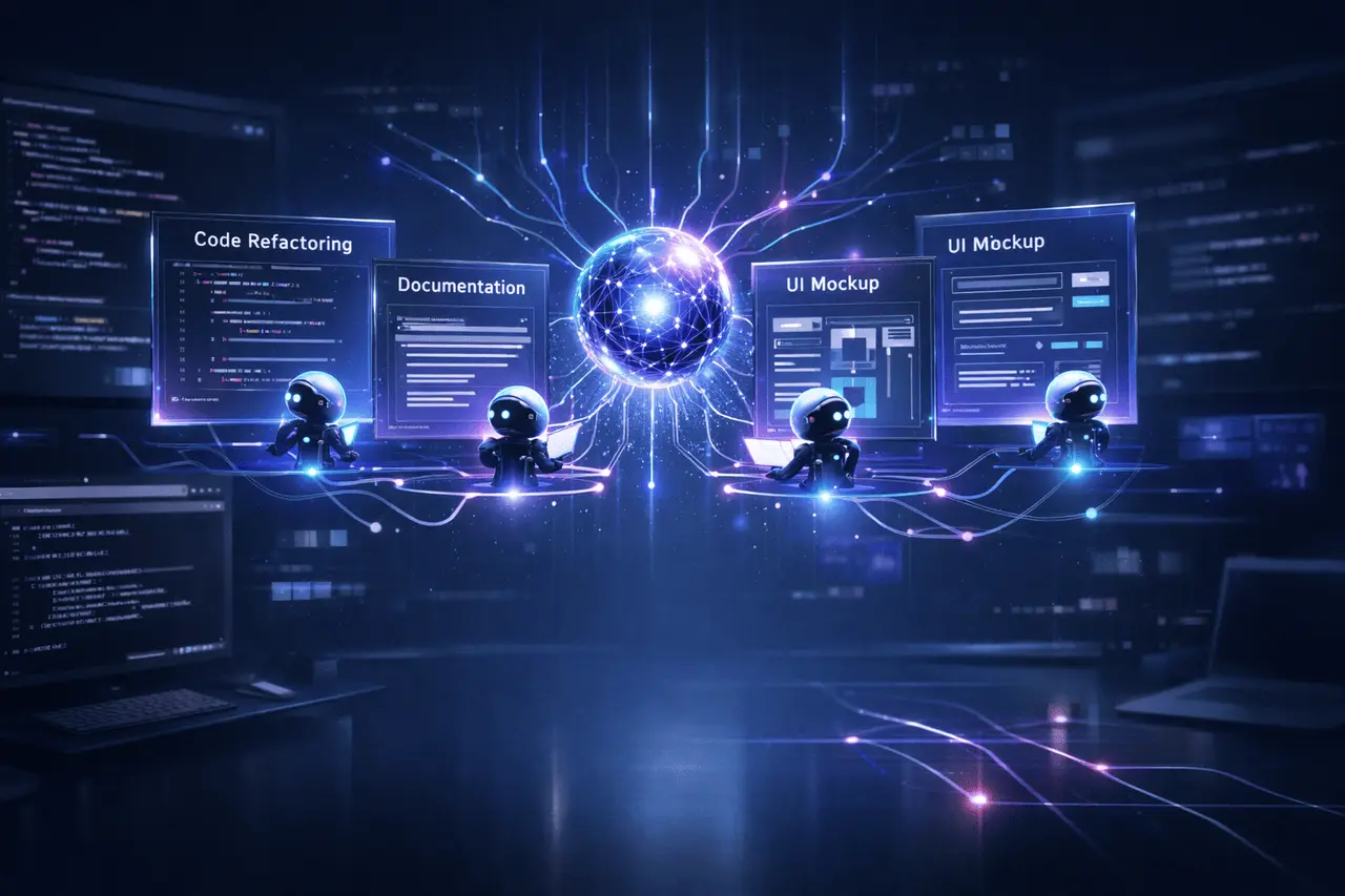 Cursor 2.4 Update: Faster AI with Subagents Cursor 2.4 update feature image showing AI subagents working in parallel inside an advanced code editor interface.