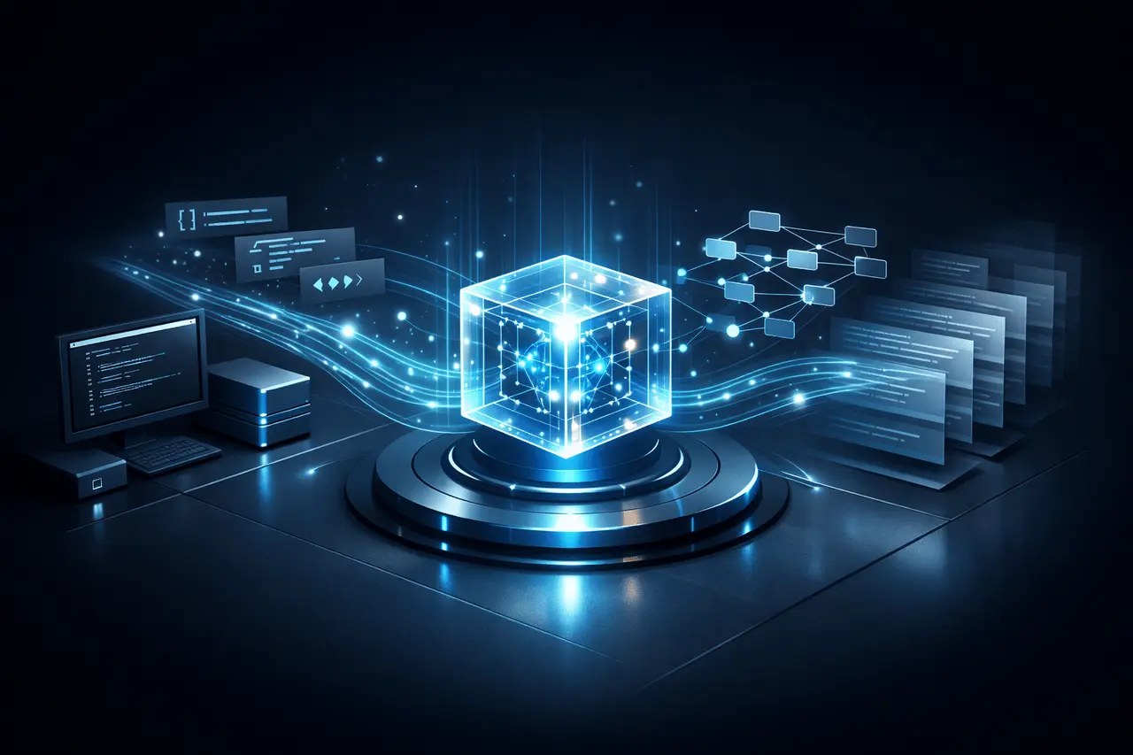 GLM-4.7-Flash lightweight local AI coding and agentic assistant visual with code flows, logic pathways, and long-context intelligence representation.