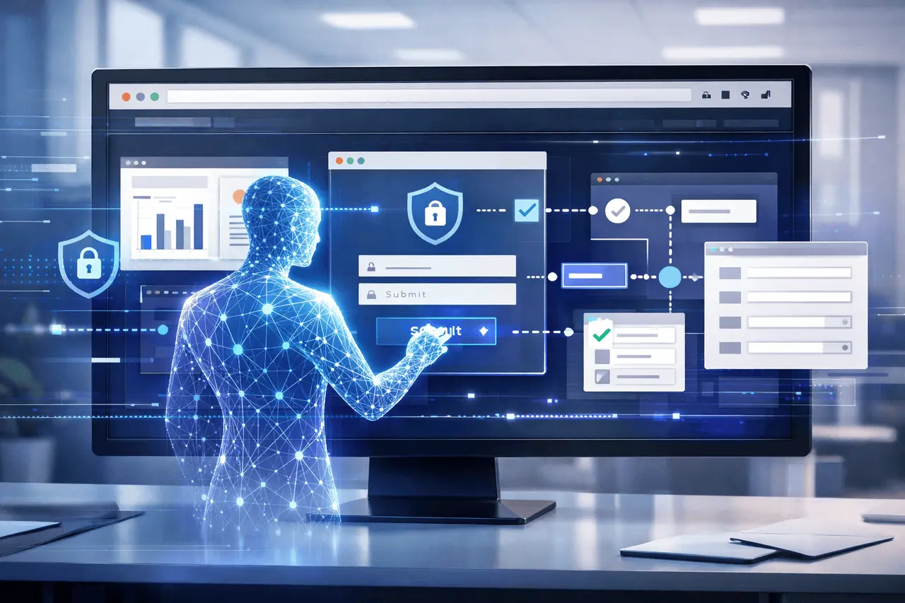 Giga browser agent automating enterprise workflows end-to-end through a secure web browser interface.