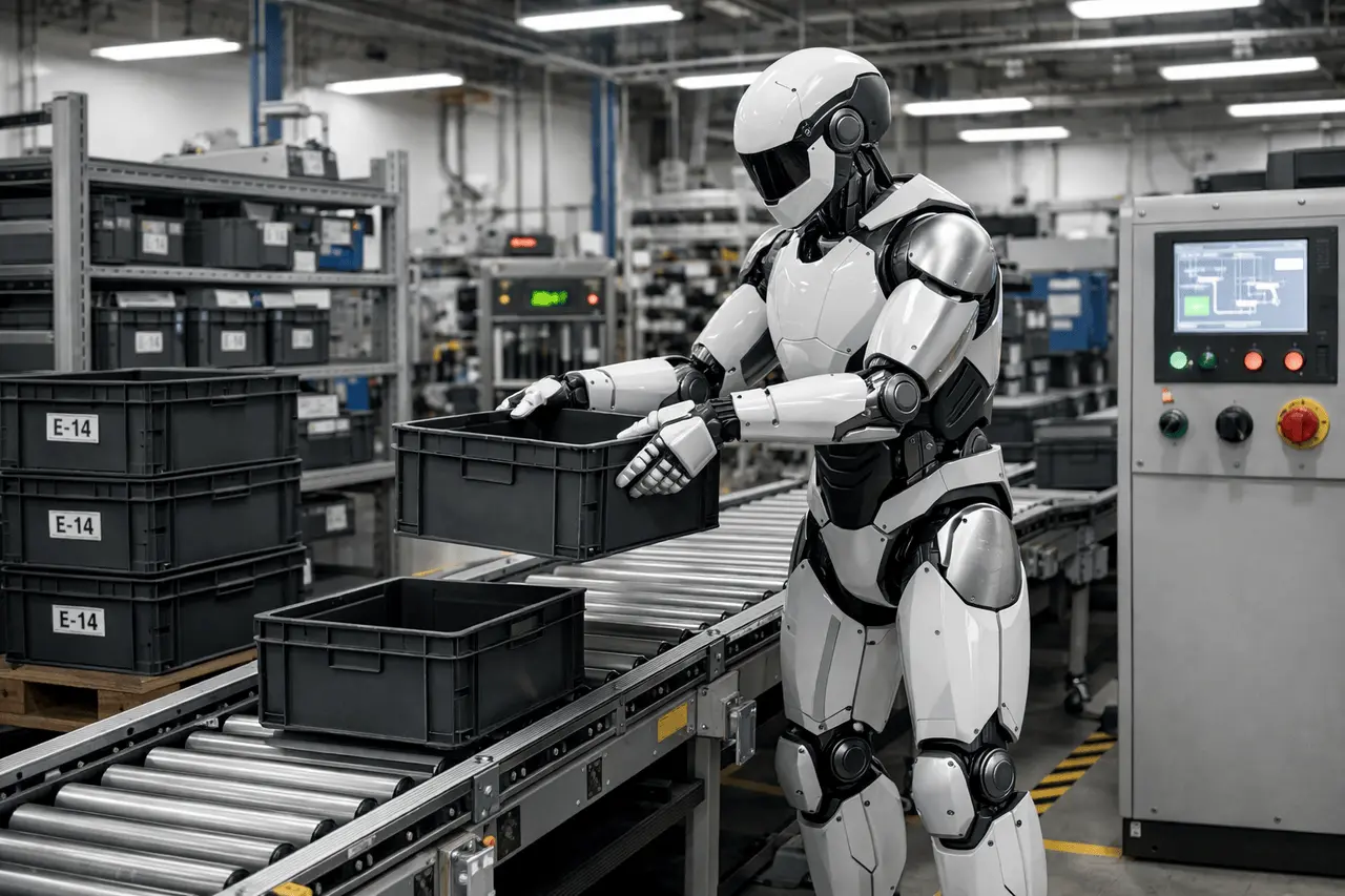 Humanoid robots in industrial logistics take a step forward as autonomous robots complete real factory logistics tasks at scale..