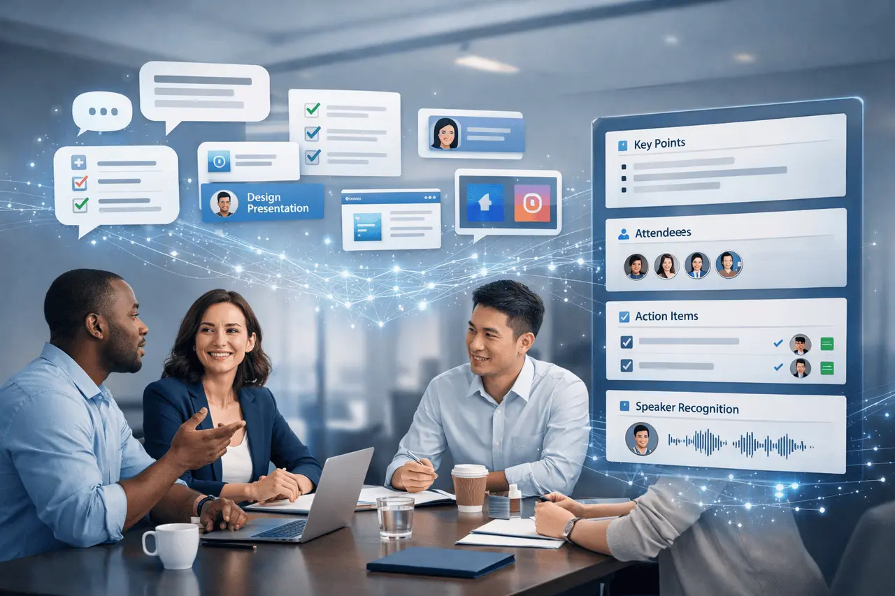 Manus Meeting Minutes transforming real-time meeting conversations into structured notes, action items, and deliverables using AI.