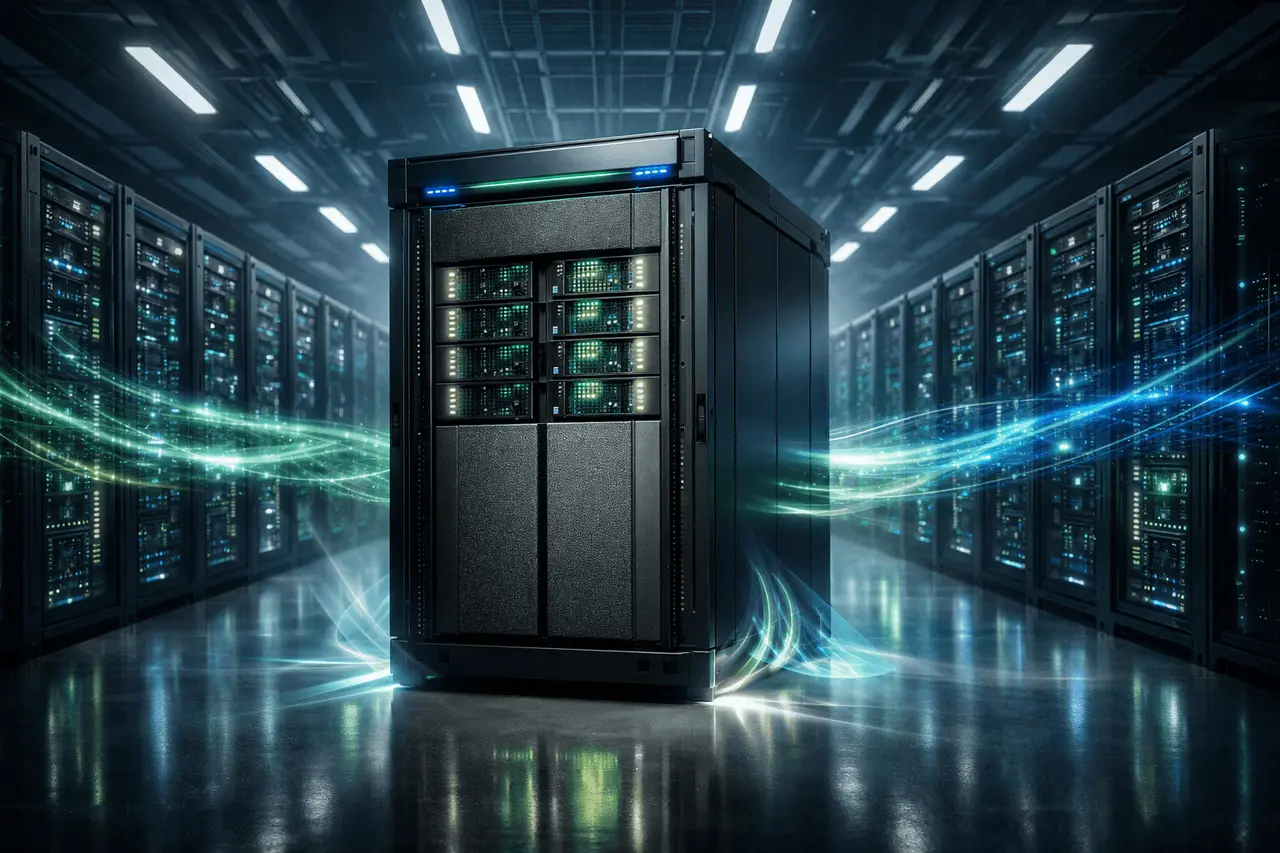 NVIDIA DGX Vera Rubin NVL72 AI infrastructure powering gigascale training and high-performance inference in a modern data center.