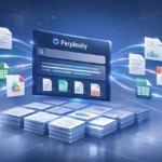Perplexity Google Drive search interface showing AI-powered, synced document indexing for enterprise knowledge discovery.