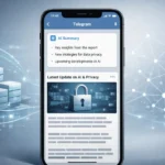 Telegram AI Summaries feature showing AI-generated summary on long-form posts using privacy-focused decentralized compute network.