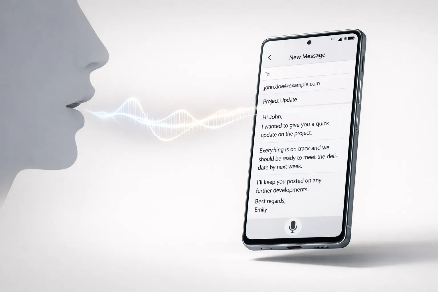 Typeless for Android smart voice keyboard converting natural speech into clean, ready-to-send text on a mobile device.