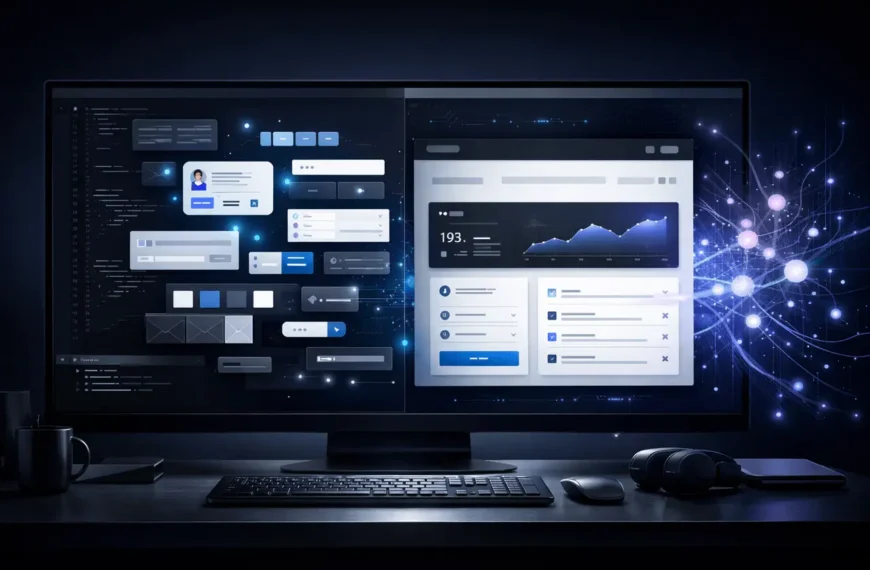 Vercel v0 launch waitlist feature image showing an AI-powered UI generation interface assisting modern front-end developers.