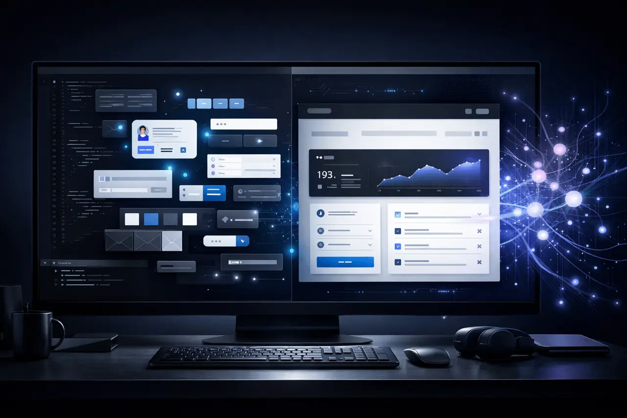 Vercel v0 Launch Waitlist: AI UI Tool for Developers Vercel v0 launch waitlist feature image showing an AI-powered UI generation interface assisting modern front-end developers.