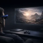 XREAL 1S AR glasses creating a 500-inch virtual cinematic display with REAL 3D spatial technology.