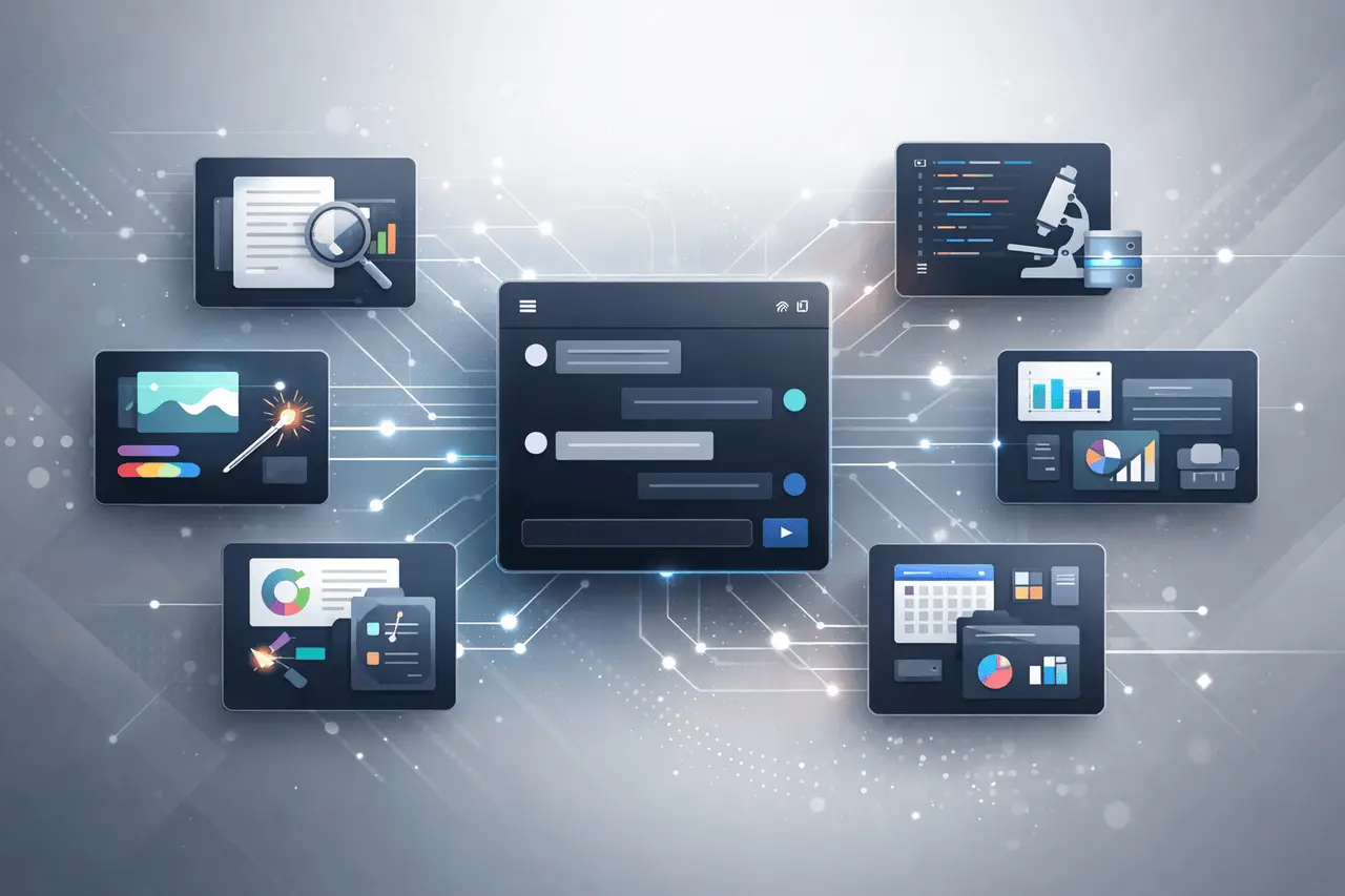 ChatGPT Apps: Features, Use Cases, and How They Work? ChatGPT apps ecosystem showing task-specific AI applications integrated within a conversational chat interface.