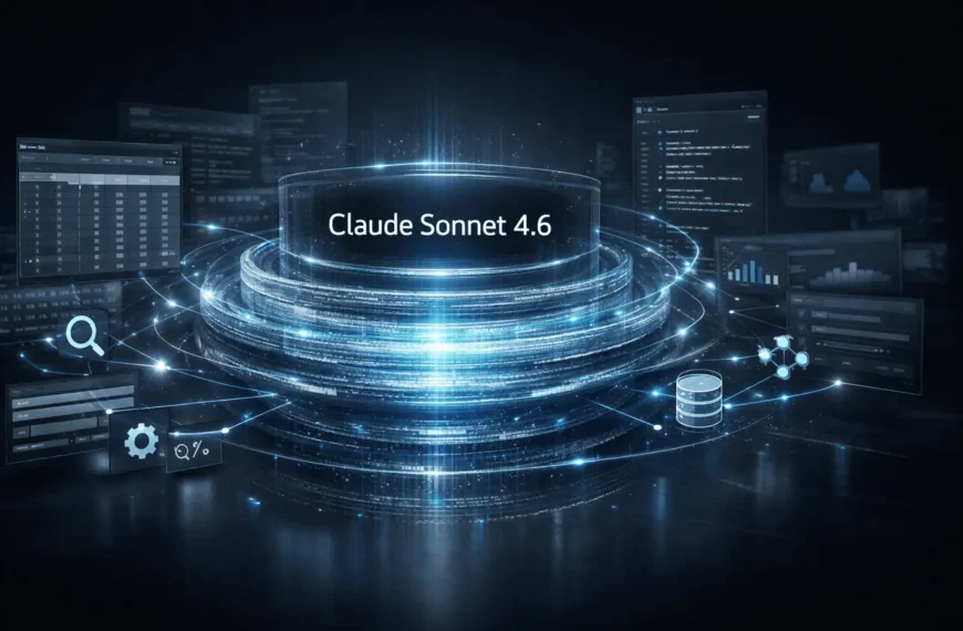 Claude Sonnet 4.6 interface visualizing 1M token context window, enterprise AI reasoning, coding, and advanced computer-use capabilities.