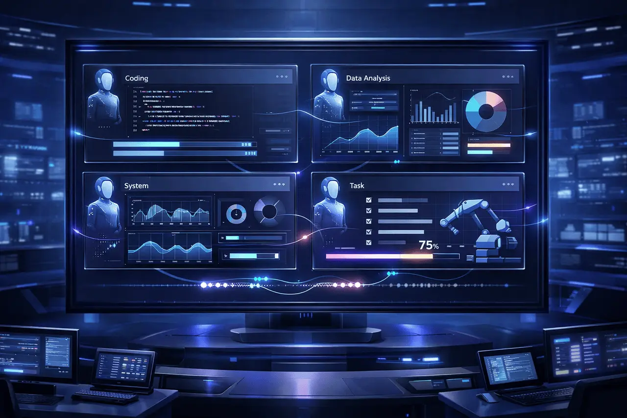 Codex App: Command Center for Building with AI Agents Codex app command center interface showing multiple AI agents running parallel tasks and long-running workflows in a unified dashboard.