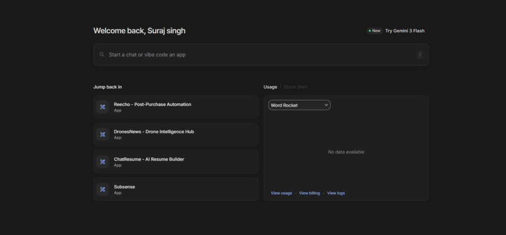 Google AI Studio home page update