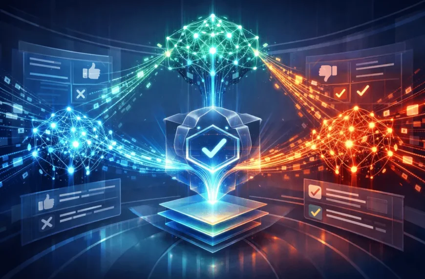 Model Council feature image showing multiple AI models running in parallel and synthesizing a high-confidence AI answer.