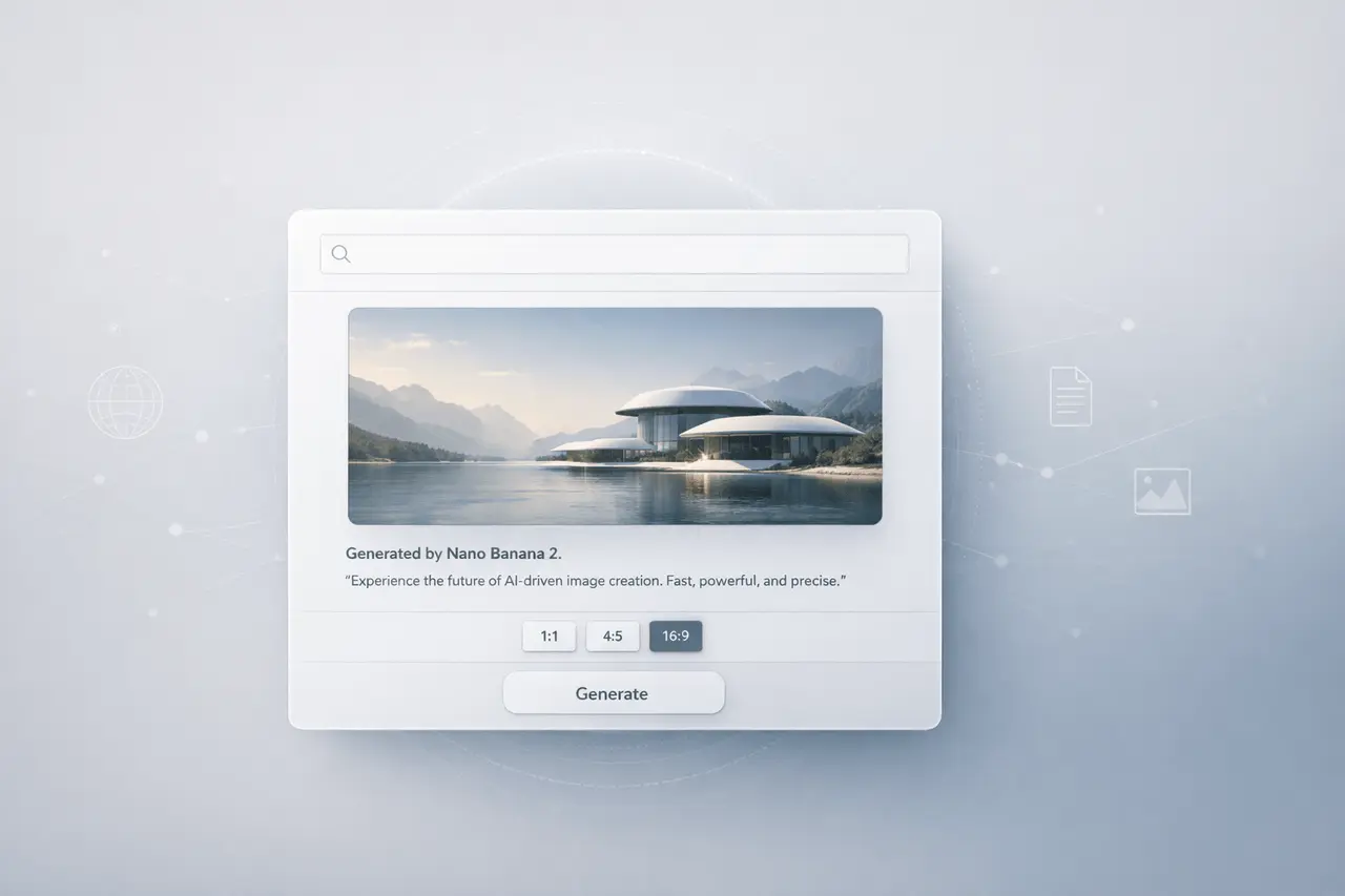 Nano Banana 2: Real-Time AI Image Generation in Antigravity Nano Banana 2 AI image generation interface in Antigravity with native aspect ratio support and real-time web-enhanced rendering.