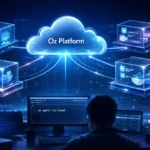 SuperGok Oz platform cloud agent orchestration dashboard with Docker-based AI agents running across multiple repositories in a scalable cloud environment.