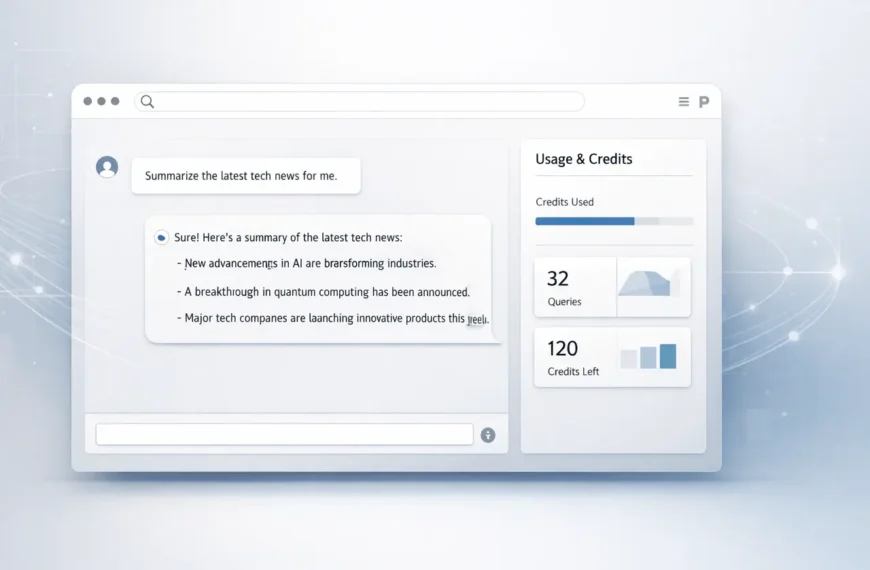 Perplexity Messages connector interface showing AI-powered messaging integration and Usage & Credits dashboard inside Comet browser.