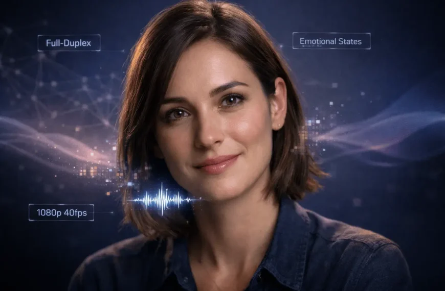 Phoenix-4 real-time human rendering avatar demonstrating emotional AI, full-duplex listening, and dynamic 1080p facial microexpressions.