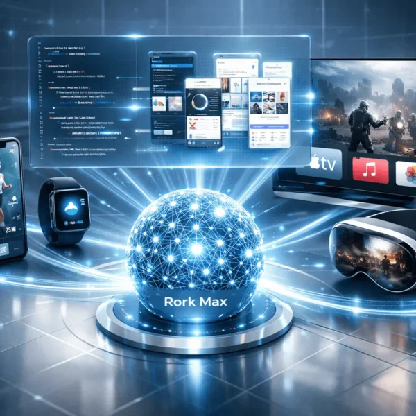 Rork Max AI app builder generating native Apple apps across iPhone, iPad, Apple Watch, Apple TV, and Vision Pro devices.