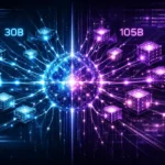 Sarvam 30B and Sarvam 105B Mixture of Experts AI models visualized with modular neural network architecture and dynamic expert routing system.