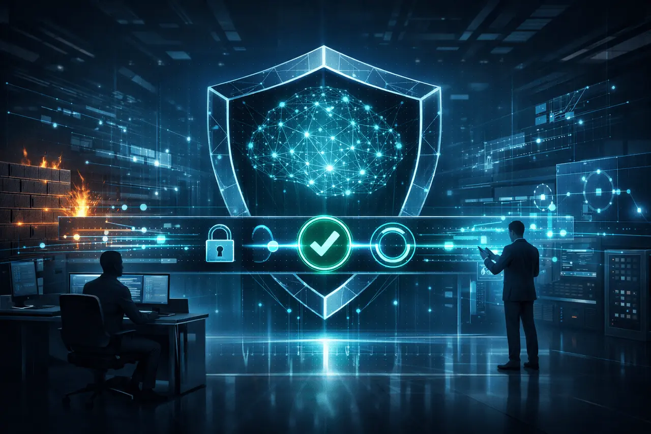 Trusted Access Framework for Secure AI in Cybersecurity Trusted Access framework illustration showing secure AI access controls protecting advanced cybersecurity systems and data networks.