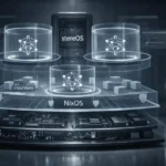 SuperGok stereOS Linux operating system architecture showing secure AI agent sandboxing with layered isolation and NixOS foundation.