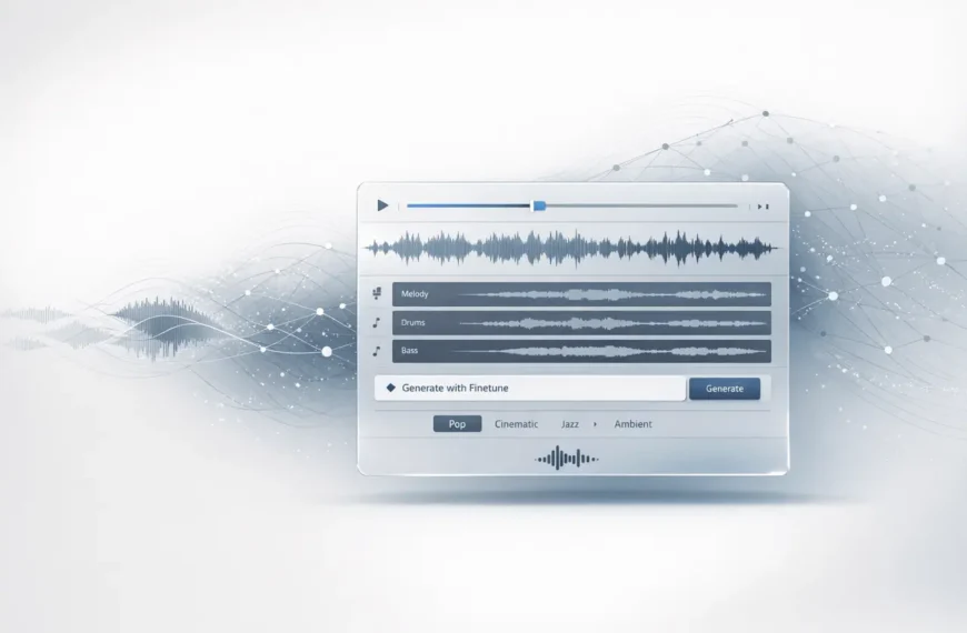 ElevenLabs Music Finetunes AI music generation interface showing custom AI model training for personalized music creation.