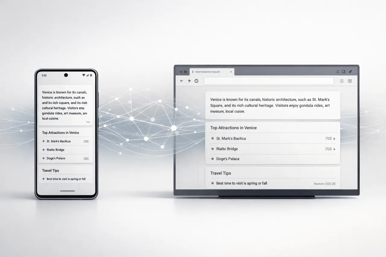 Perplexity AI Samsung Galaxy Browser integration displaying AI-powered search results on mobile and desktop interfaces.