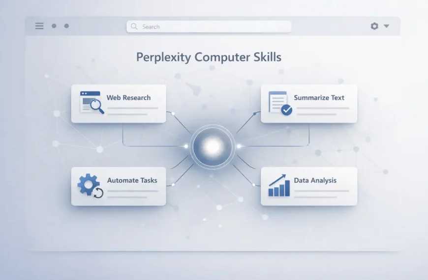 Perplexity Computer Skills AI workflow automation interface visualization.
