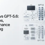 GPT-6 vs GPT-5.6 comparison showing AI models, reasoning, coding, agents and performance differences.