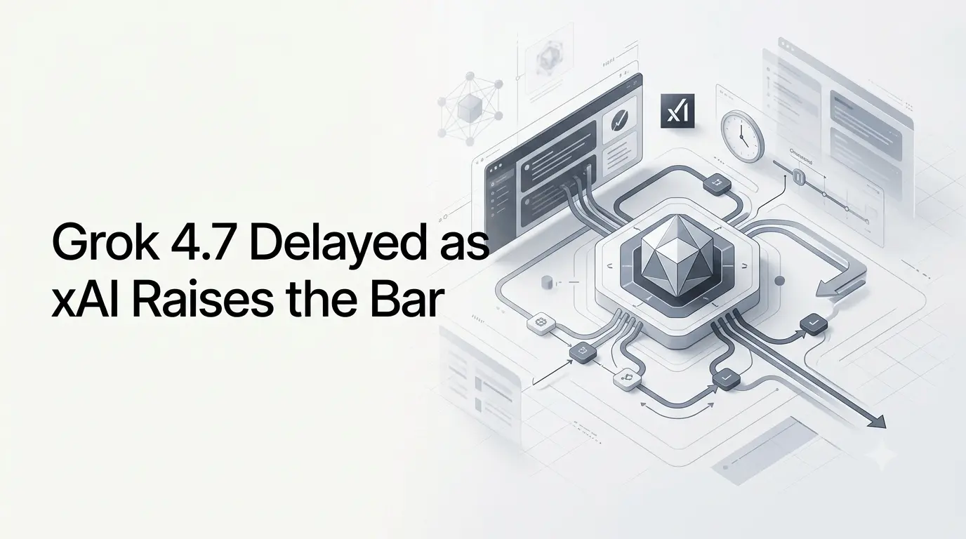 Grok 4.7 delayed release update and upcoming xAI AI model.
