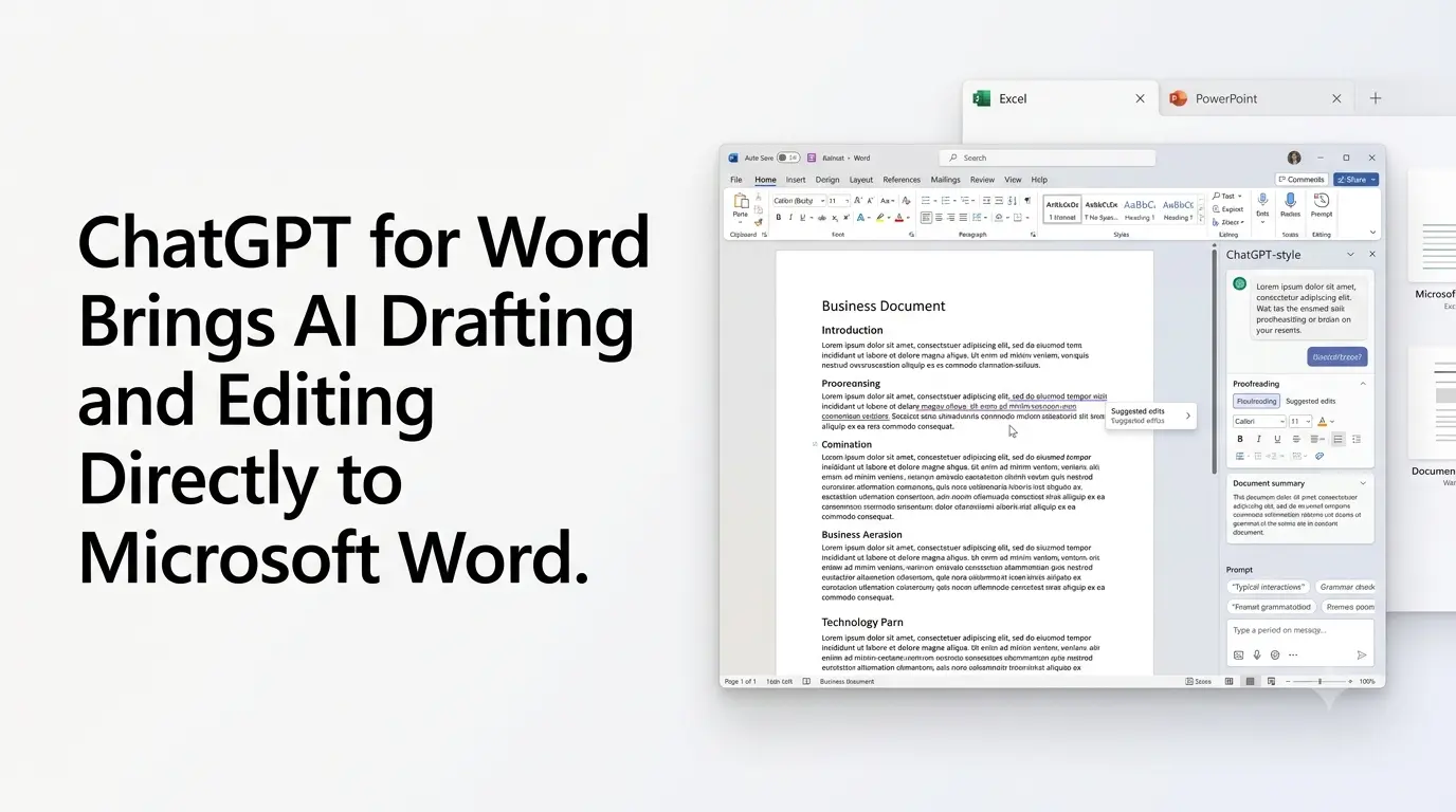 ChatGPT for Word AI writing and document editing interface.