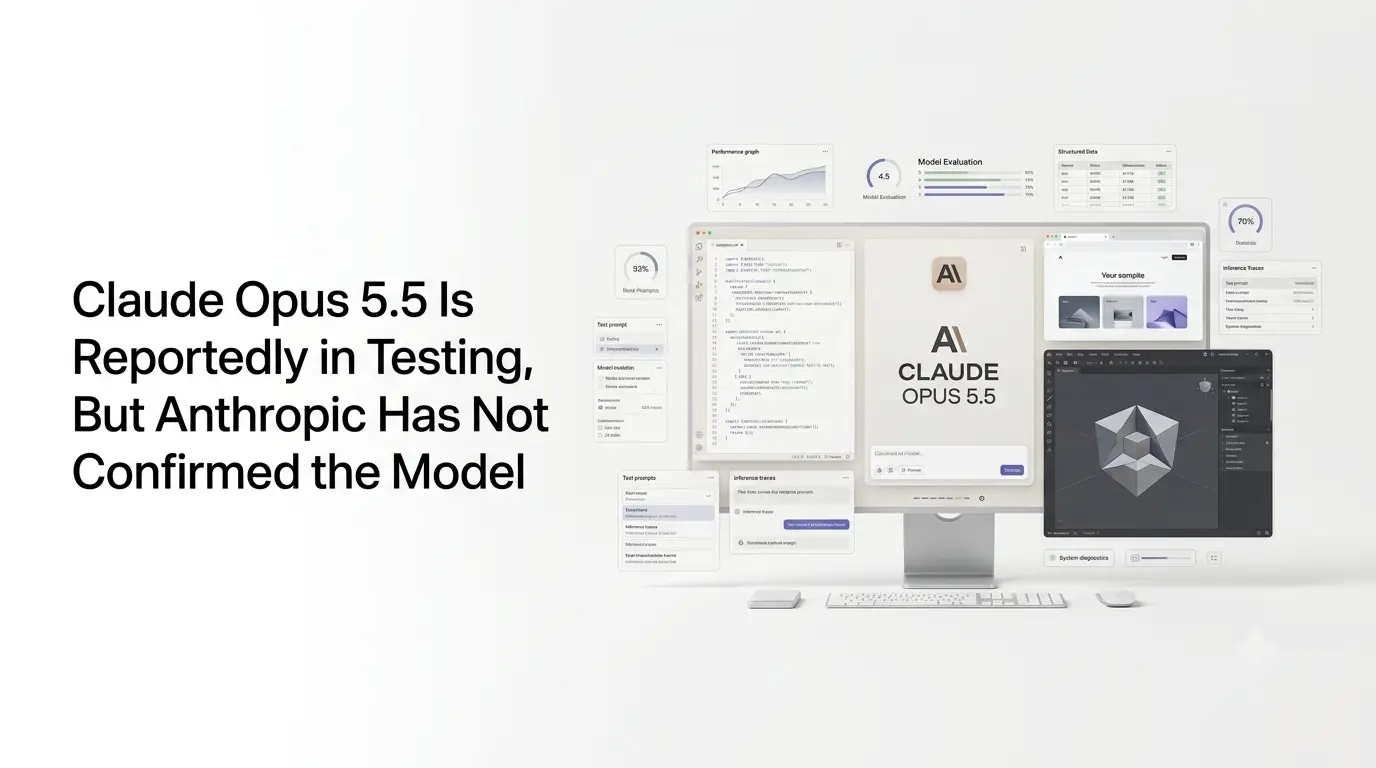 Claude Opus 5.5 AI model reportedly being tested for coding and 3D capabilities.