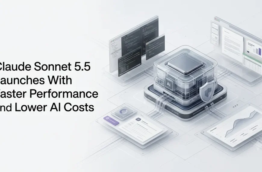 Claude Sonnet 5.5 AI model with faster coding performance and Anthropic safeguards.