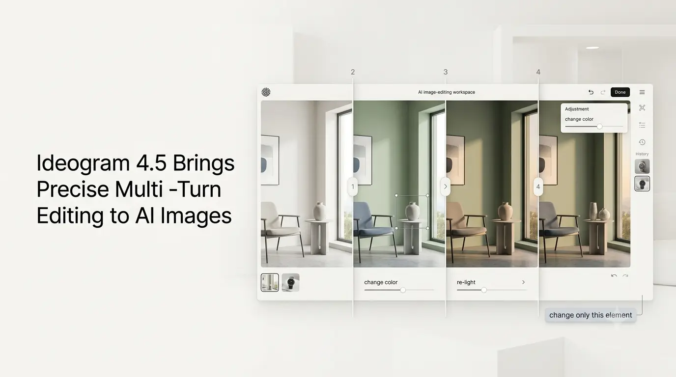 Ideogram 4.5 multi-turn AI image editing with precise changes and preserved image details.