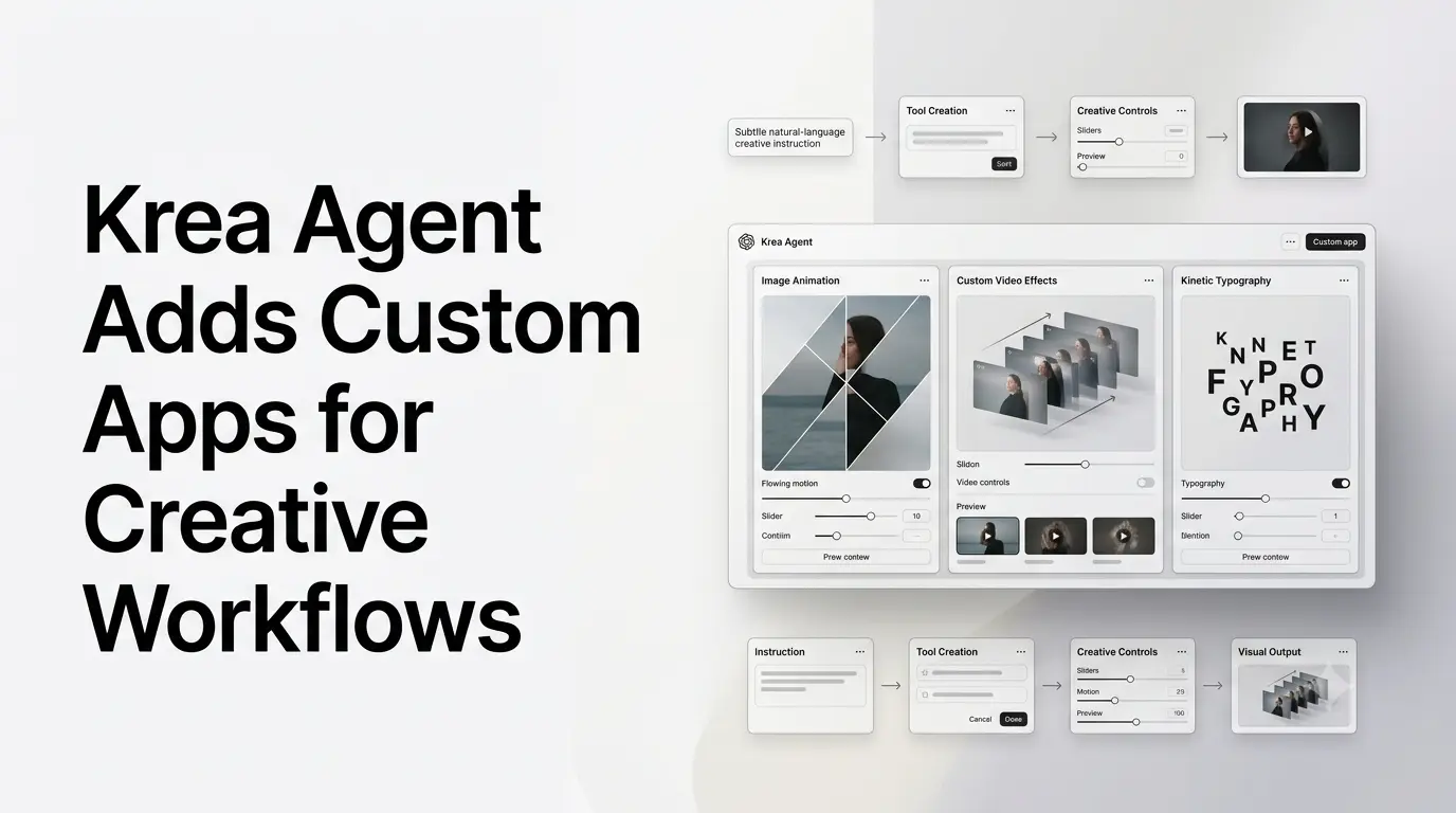 Krea Agent custom apps for AI image animation, video effects and creative workflows
