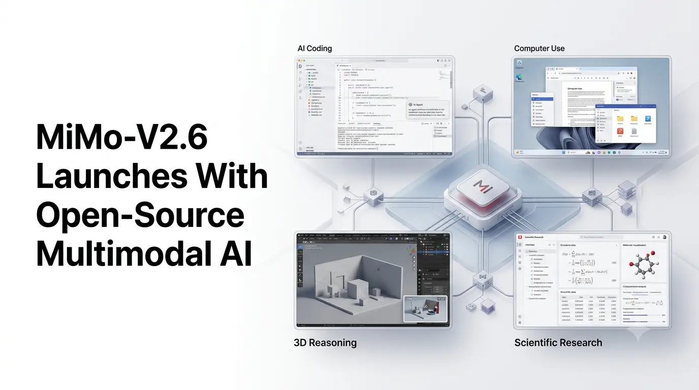 MiMo-V2.6 multimodal AI model powering coding, computer use and 3D workflows.