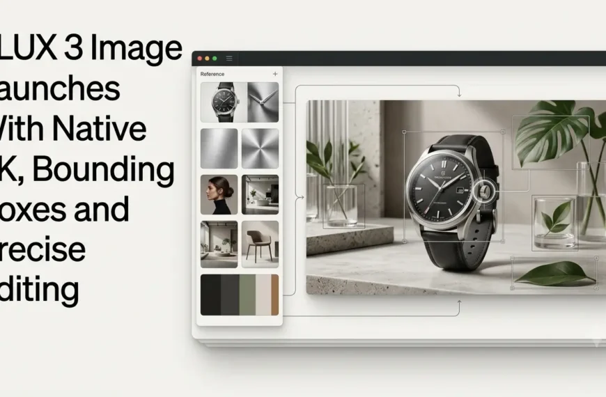 FLUX 3 Image interface showing bounding-box controls and precise image editing.